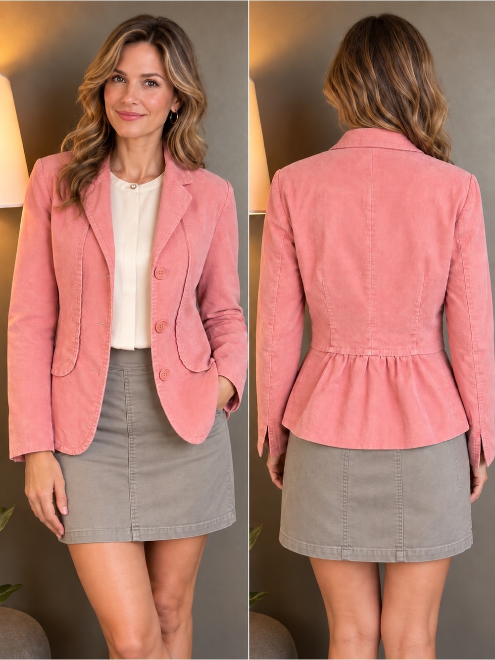 Talbots Collection Petites Pink
Corduroy Blazer Jacket Size 14P